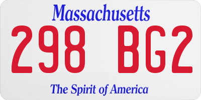 MA license plate 298BG2