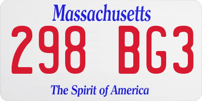 MA license plate 298BG3