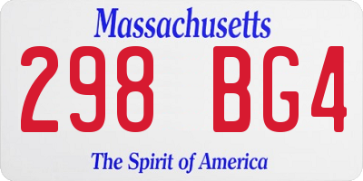 MA license plate 298BG4