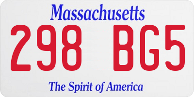 MA license plate 298BG5
