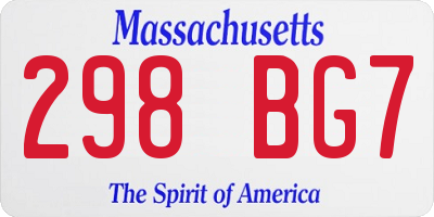 MA license plate 298BG7