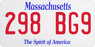 MA license plate 298BG9