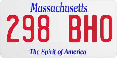 MA license plate 298BH0