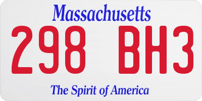 MA license plate 298BH3