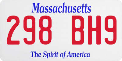 MA license plate 298BH9