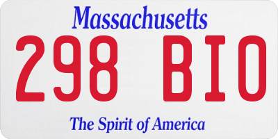 MA license plate 298BI0