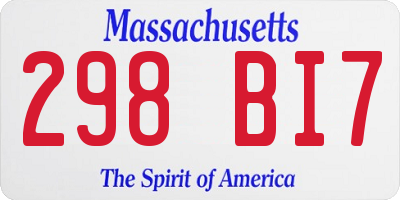 MA license plate 298BI7