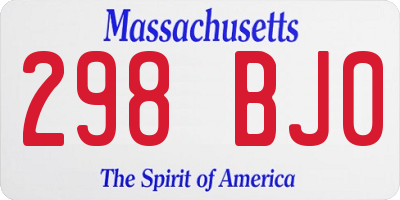 MA license plate 298BJ0
