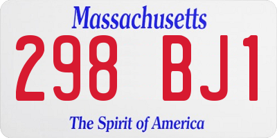 MA license plate 298BJ1