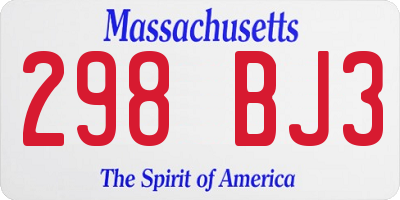 MA license plate 298BJ3
