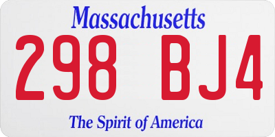 MA license plate 298BJ4