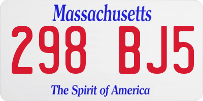 MA license plate 298BJ5