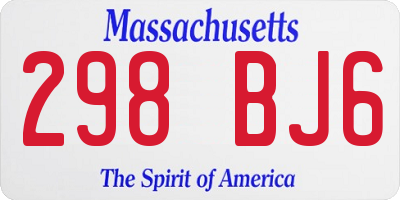 MA license plate 298BJ6