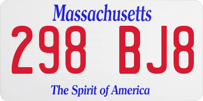 MA license plate 298BJ8