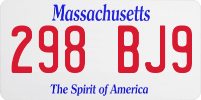 MA license plate 298BJ9