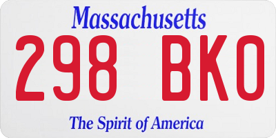 MA license plate 298BK0