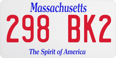 MA license plate 298BK2