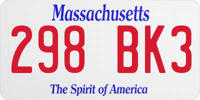 MA license plate 298BK3
