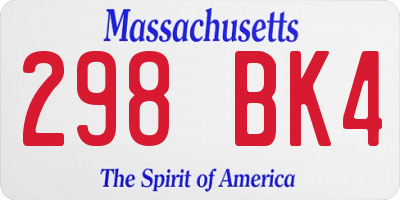 MA license plate 298BK4