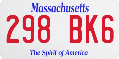 MA license plate 298BK6