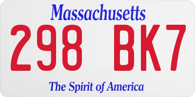 MA license plate 298BK7