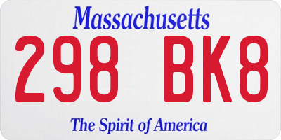 MA license plate 298BK8