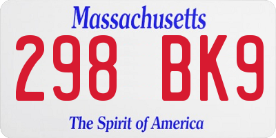 MA license plate 298BK9
