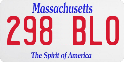 MA license plate 298BL0