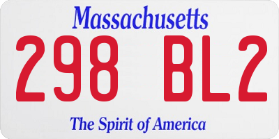 MA license plate 298BL2