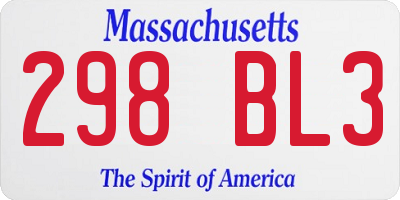 MA license plate 298BL3