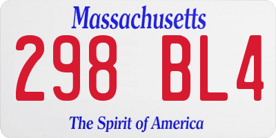 MA license plate 298BL4