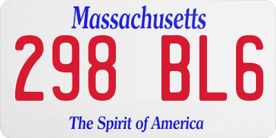 MA license plate 298BL6