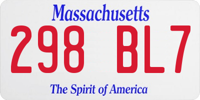 MA license plate 298BL7