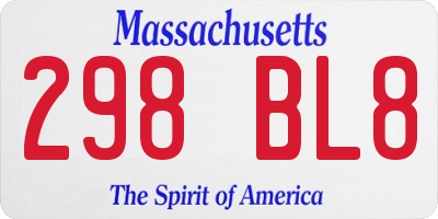 MA license plate 298BL8