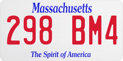 MA license plate 298BM4