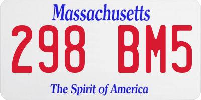 MA license plate 298BM5