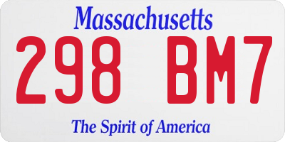 MA license plate 298BM7