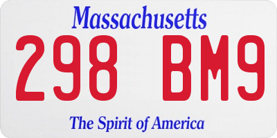 MA license plate 298BM9