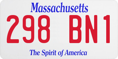 MA license plate 298BN1