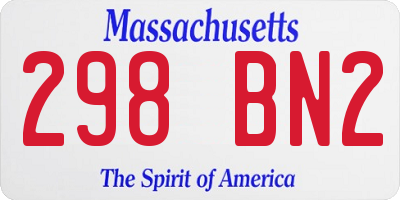 MA license plate 298BN2