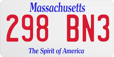 MA license plate 298BN3