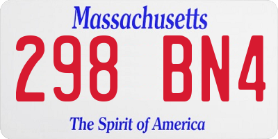 MA license plate 298BN4