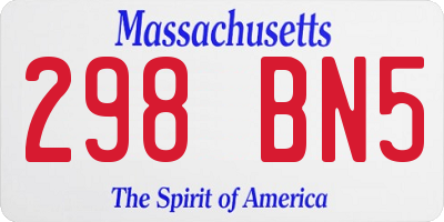 MA license plate 298BN5