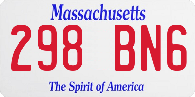 MA license plate 298BN6