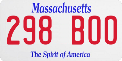 MA license plate 298BO0