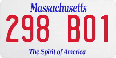 MA license plate 298BO1