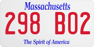 MA license plate 298BO2