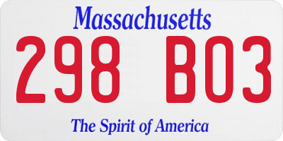 MA license plate 298BO3
