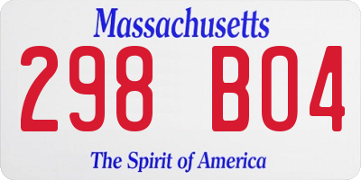 MA license plate 298BO4