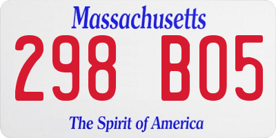 MA license plate 298BO5